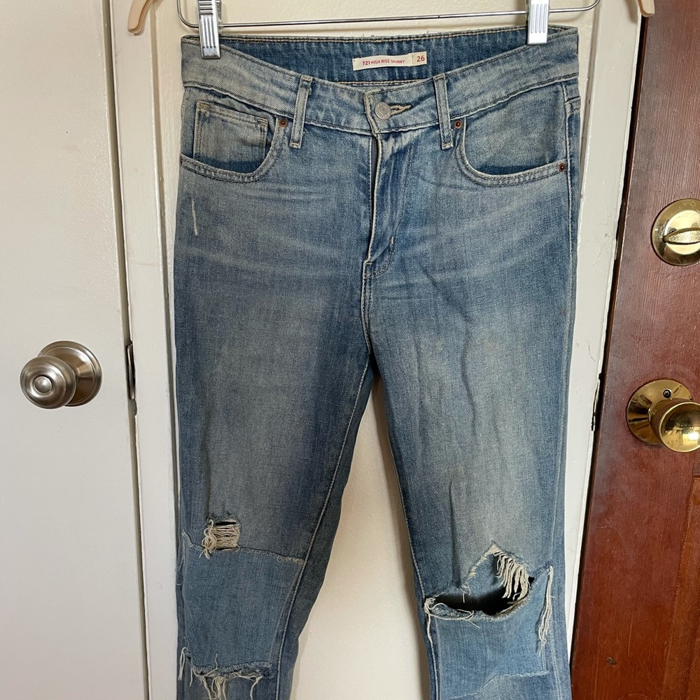 Levi Strauss high waisted distressed jeans